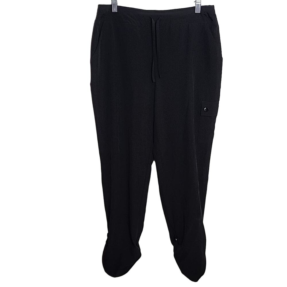 Chico's Black Pull On Roll Tab Pants, Chico's Size 1R